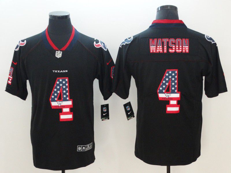 Men Houston Texans 4 Watson Nike USA Flag Fashion Black Color Rush Limited NFL Jerseys